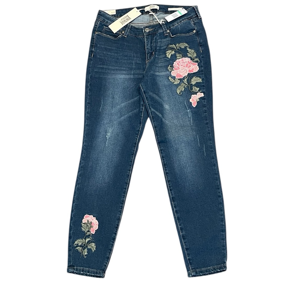 Vintage America | Embroidered BOHO Skinny Ankle Jeans Sz 8 NWT